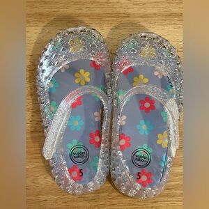 Wonder Nation Kids Clear Jelly Sandals with Floral Design
